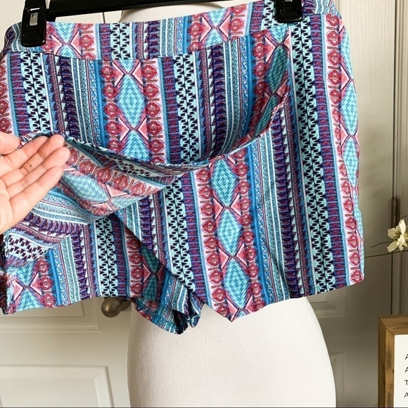 Pink Republic Aztec Print Fold Over Skort Shorts - Picture 3 of 6